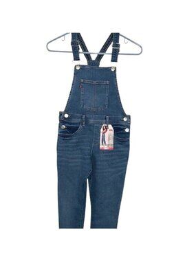 Levis Girls Denim Overalls Blue 12 Reg Adjustable Straps Front Pocket Button Clo